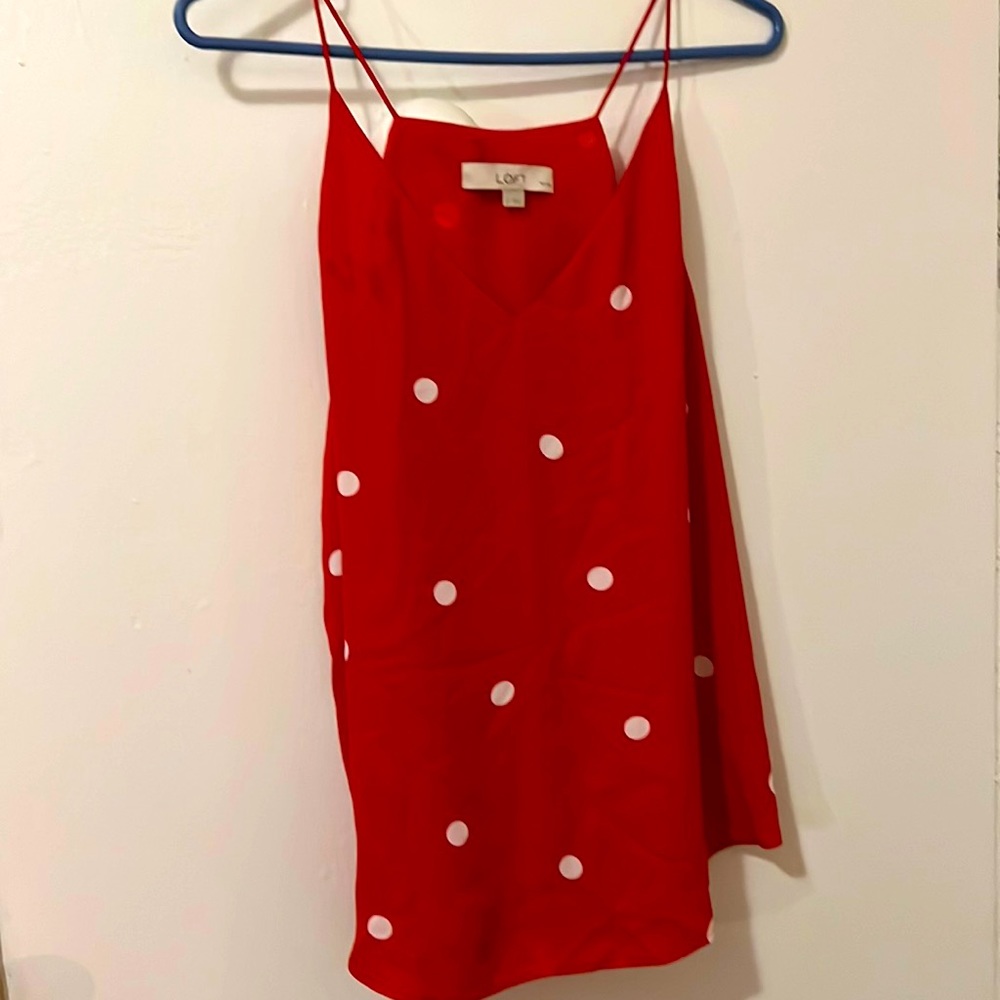 LOFT  Red with White Polka Dot Camisole